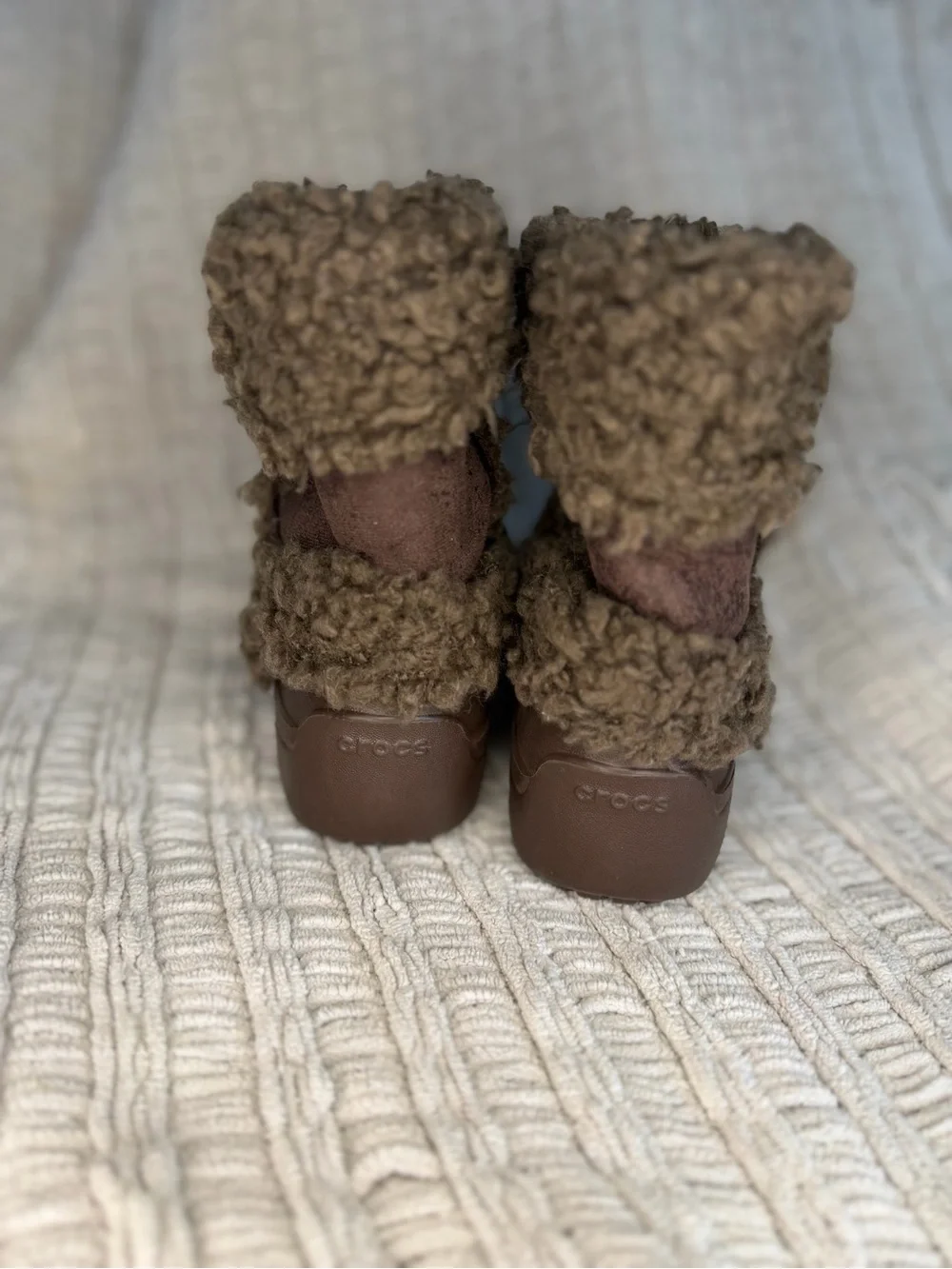 CROCS Kids Brown Fuzzy Cuff Winter Boots